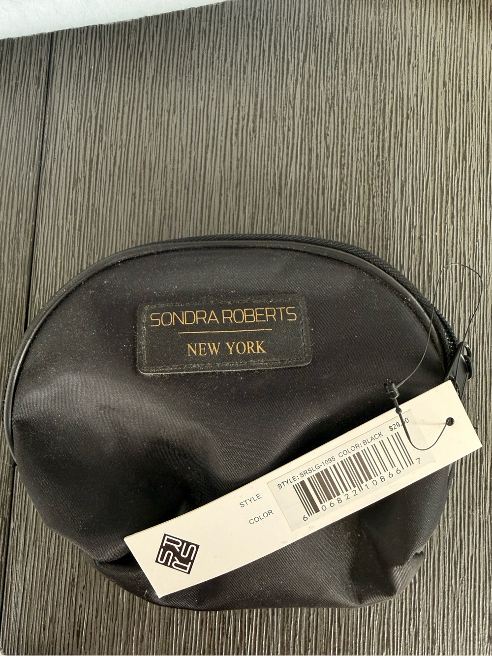 Sondra Roberts Squared Black Cosmetic Makeup Bag NWT